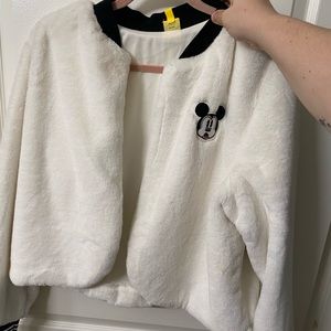 Disney Mickey Mouse White Faux Fur Jacket